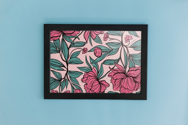 Frame mockup with floral decoration