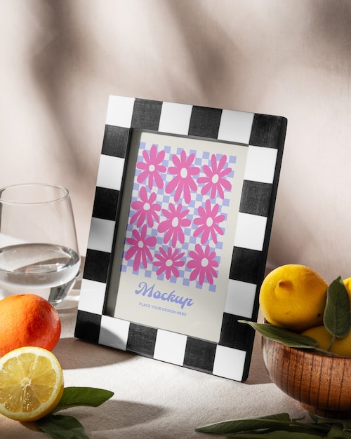 Frame mockup with fruits around it