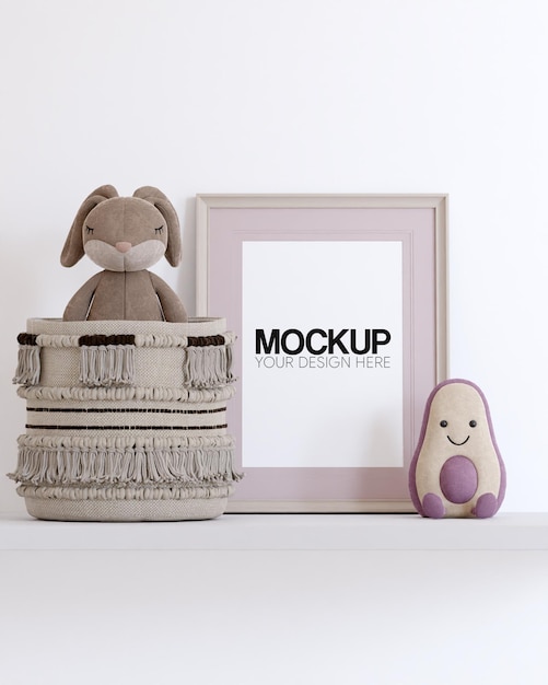 PSD mockup di cornice con decorazioni di giocattoli per bambini