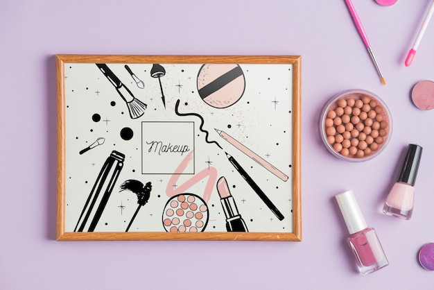 Frame mockup with makeup concept