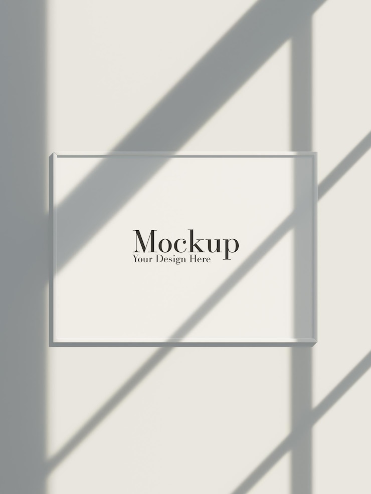 PSD frame mockup with minimal aesthetic window shadow