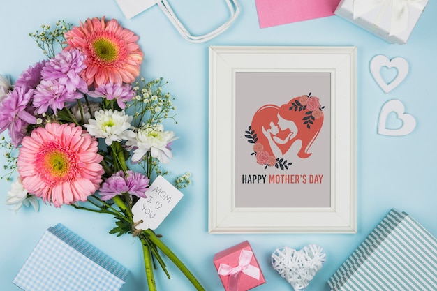 PSD frame mockup with mothers day concept