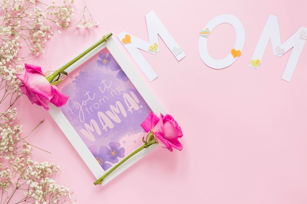 PSD frame mockup with mothers day concept