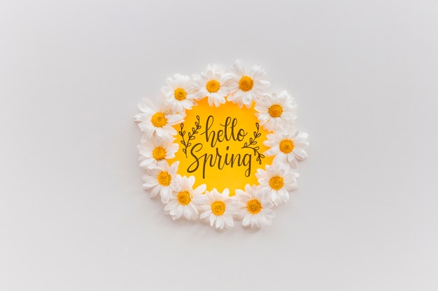 PSD frame mockup with spring flowers