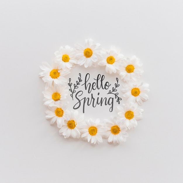 Frame mockup with spring flowers