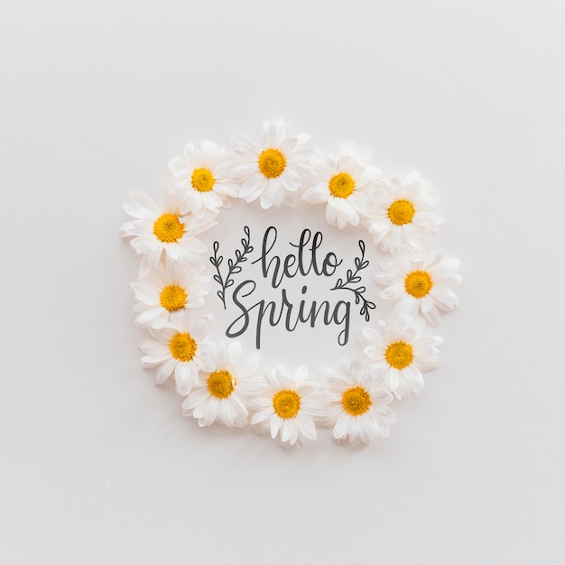 PSD frame mockup with spring flowers