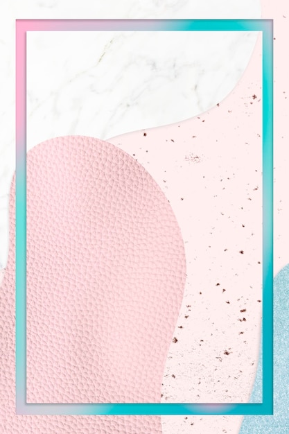 PSD frame on pink and blue collage textured background illustration