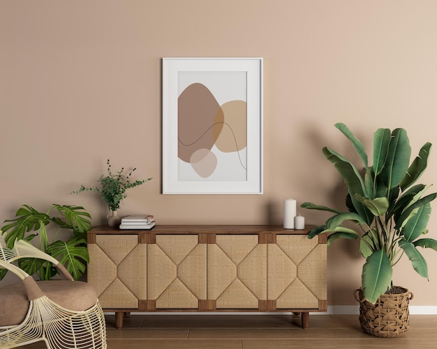 Frame and plant mockup design in 3d rendering