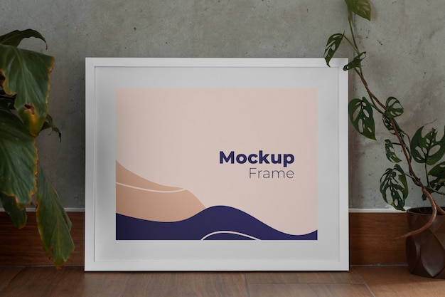 Frame and plants arrangement mockup