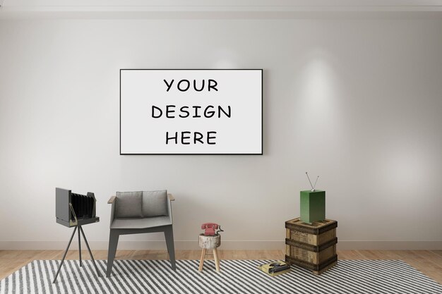 PSD frame poster met kamer interieur desugn