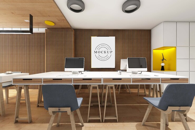 PSD frame poster mockup met kamer interieur