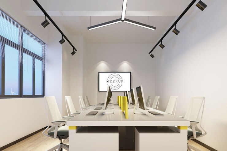 PSD frame poster mockup met kamer interieur