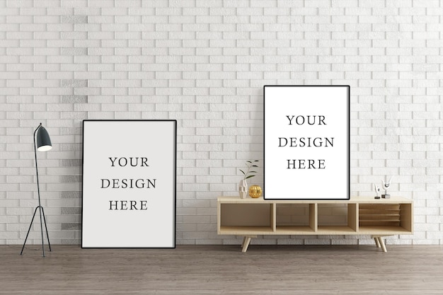 Frame poster mockup met kamerinterieur