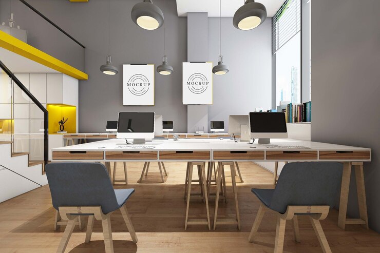 PSD frame poster mockup met kamerinterieur