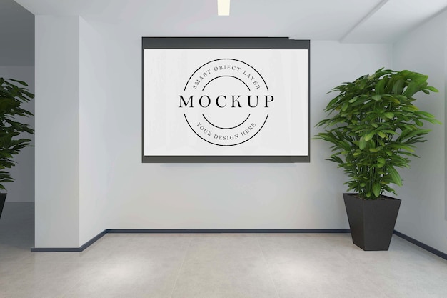 Mockup di poster cornice con rendering della stanza interna