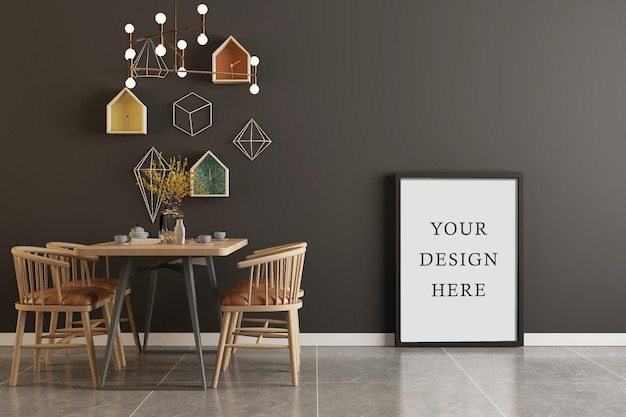 frame poster mockup with room interior
