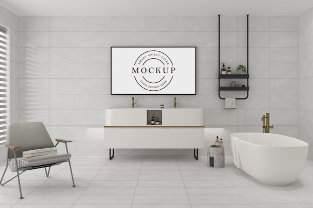 Mockup di poster cornice con interni della camera