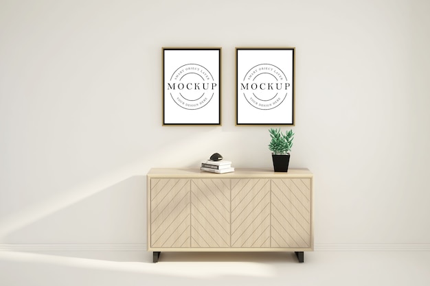 frame poster mockup with room interior