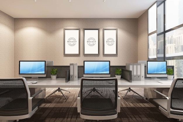 frame poster mockup with room interior