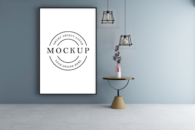 Frame poster mockup with room interior