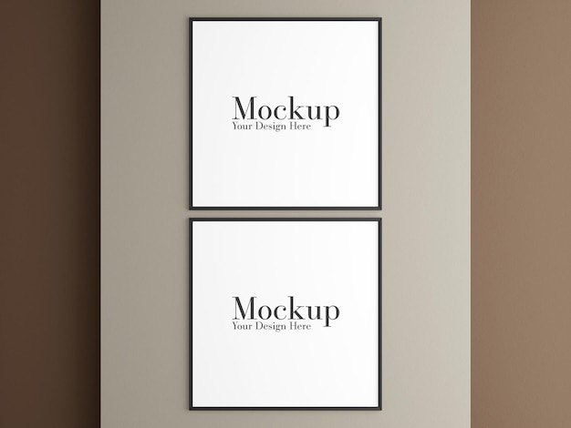 Frame poster photo mockup with minimal style hanging on the wall
