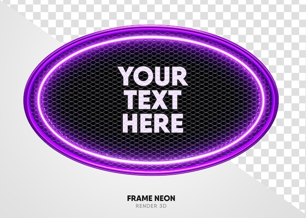Frame purple with grid and neon texture in realistic 3d render with transparent background