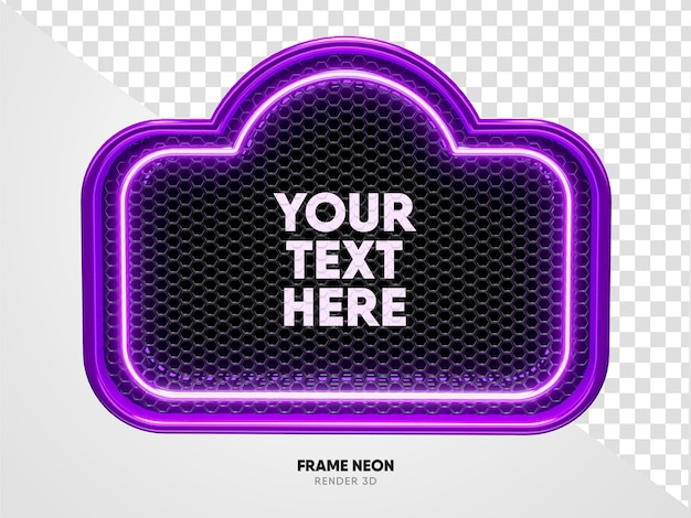 frame purple with grid and neon texture in realistic 3d render with transparent background