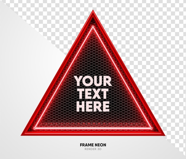 PSD frame red with grid and neon texture in realistic 3d render with transparent background