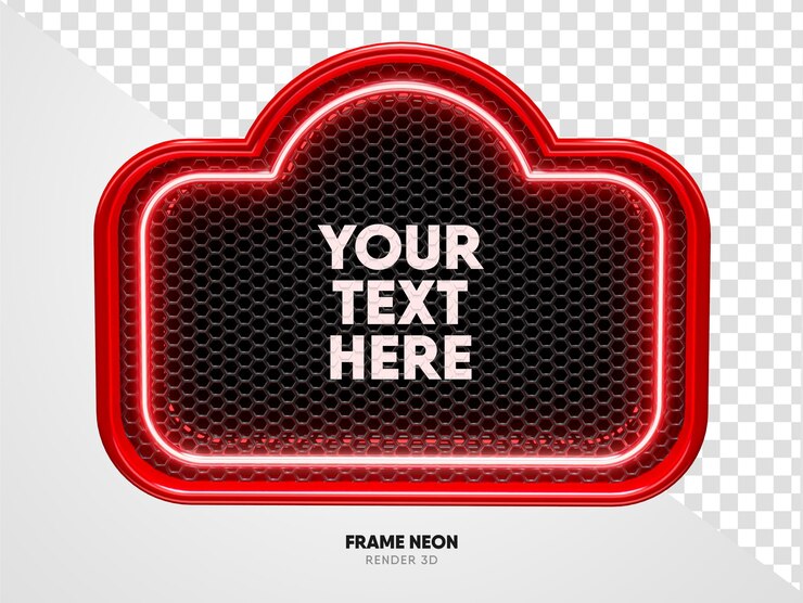 Frame rood met raster en neontextuur in realistische 3D-weergave met transparante achtergrond