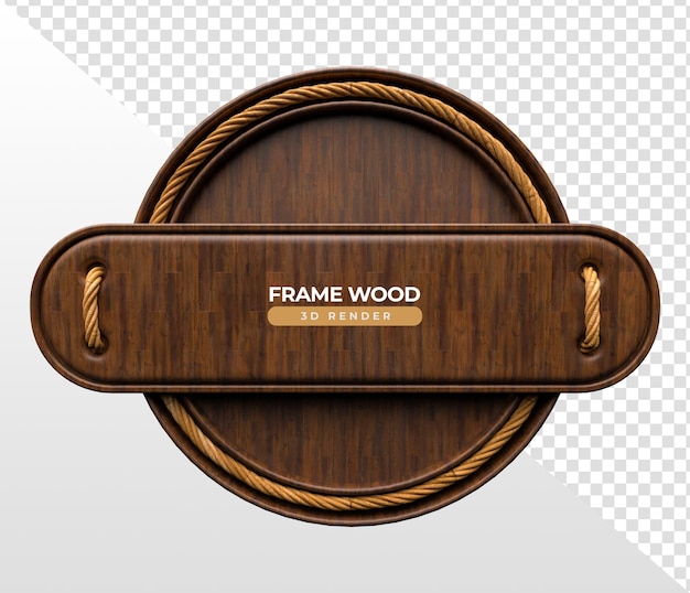 Frame rounded in 3d render wood realistic