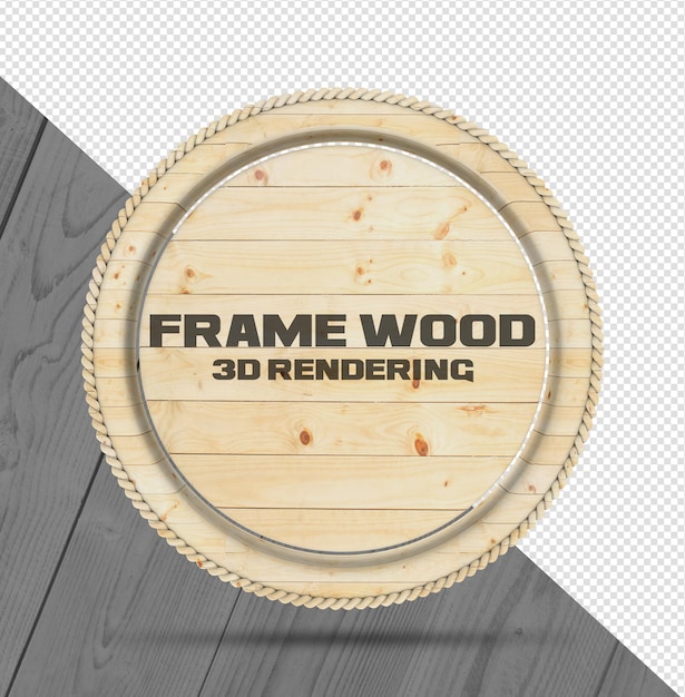 PSD frame rounded in 3d render wood realistic