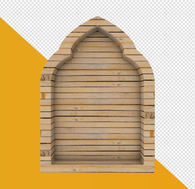 PSD frame rounded in 3d render wood realistic