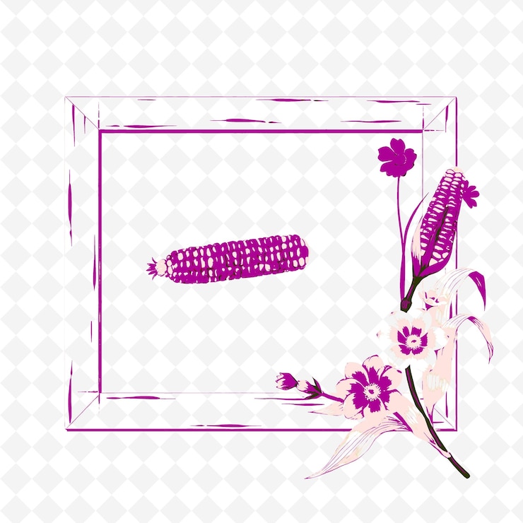 PSD frame vector with colorful corn husks indian corn and png inspired thanksgiving decoration design