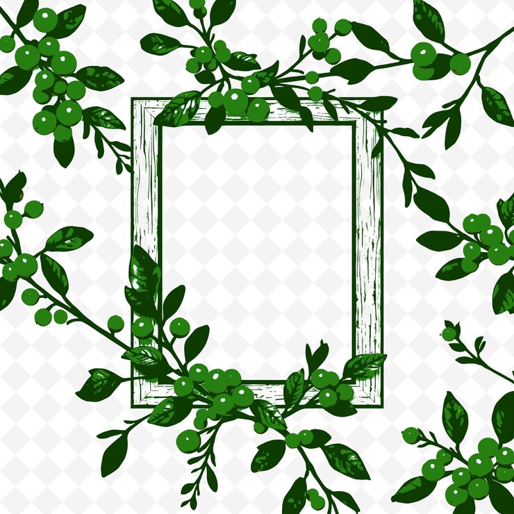 PSD frame vector with lush dried salal leaves berries sal png inspired thanksgiving decoration design