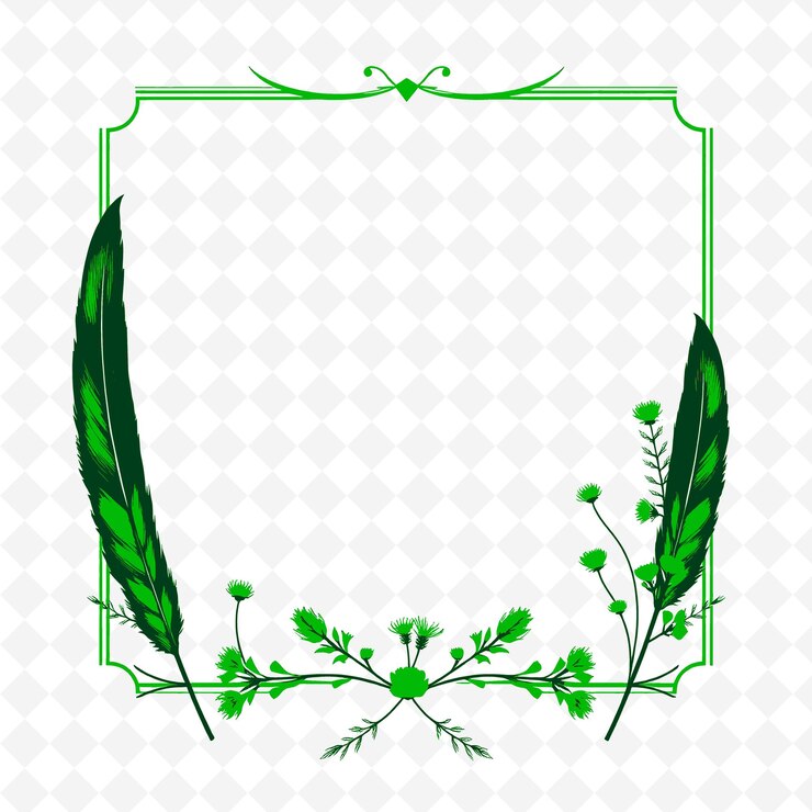 PSD frame vector with pheasant feathers scotch broom and h png inspired thanksgiving decoration design