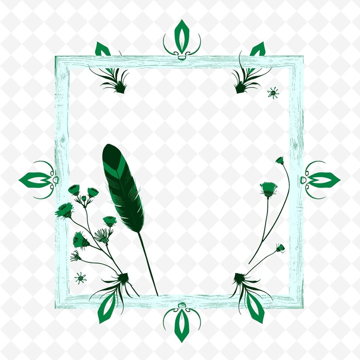 PSD frame vector with pheasant feathers scotch broom and h png inspired thanksgiving decoration design