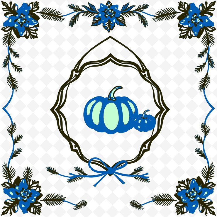 PSD frame vector with pinecone garland mini pumpkin place png inspired thanksgiving decoration design