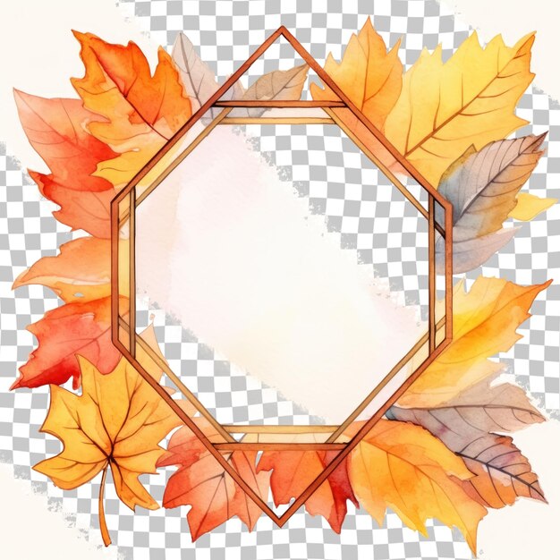 PSD a frame with autumn leaves on a transparent