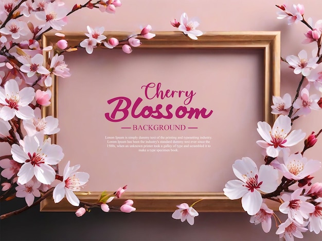 PSD a frame with cherry blossom background