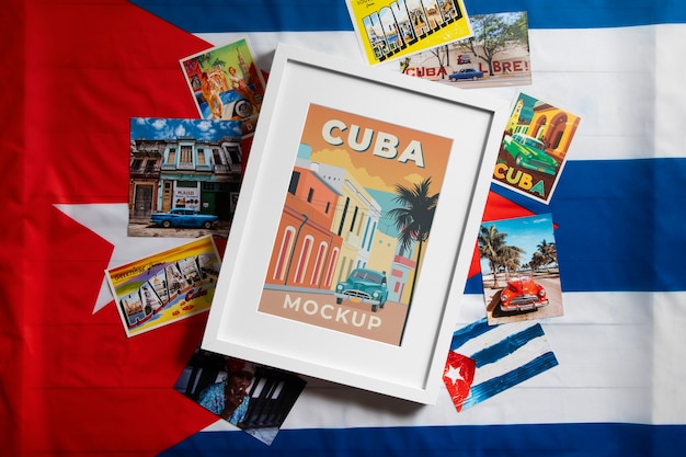 PSD frame with cuban aesthetic and traditional items