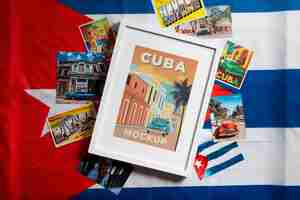 PSD quadro con estetica cubana e oggetti tradizionali.