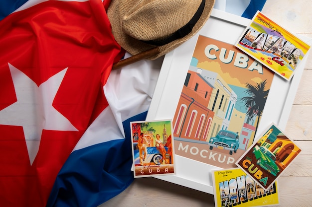 PSD frame with cuban aesthetic and traditional items