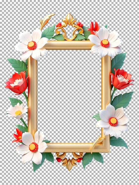 PSD a frame with flowers and a picture of a flower