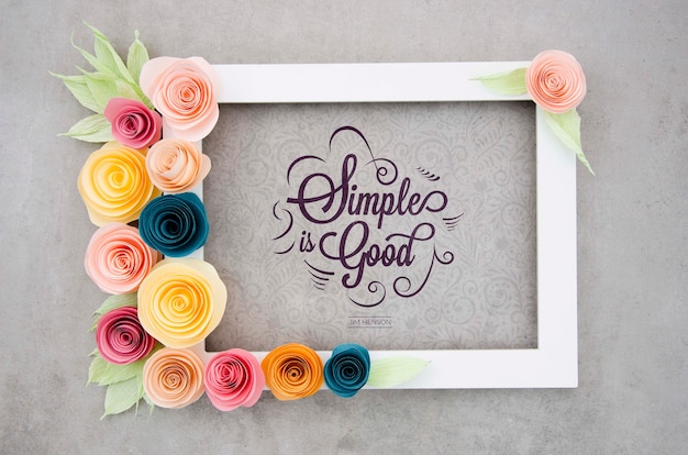 PSD frame with flowers and positive message