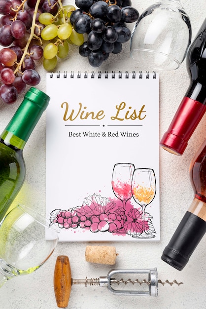 PSD Рамка со свежим виноградом для вина