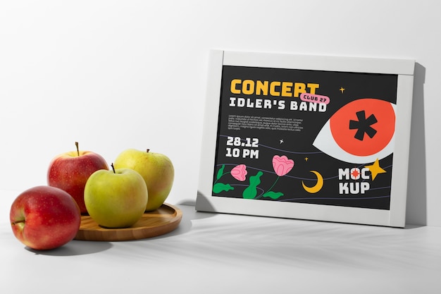 PSD frame with fruit arrangement mockup