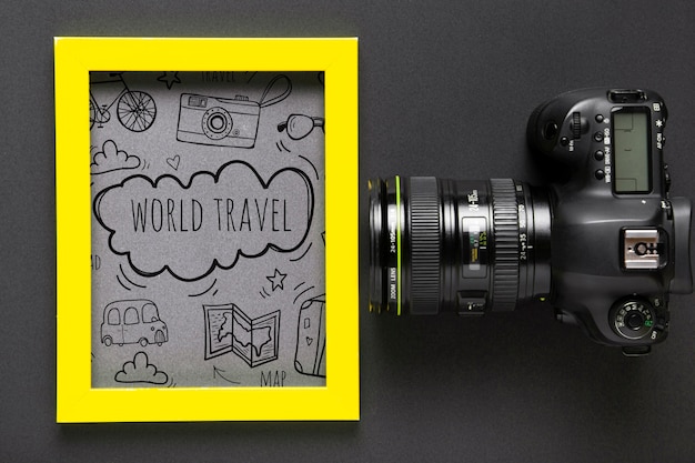 PSD frame with message for traveling and camera