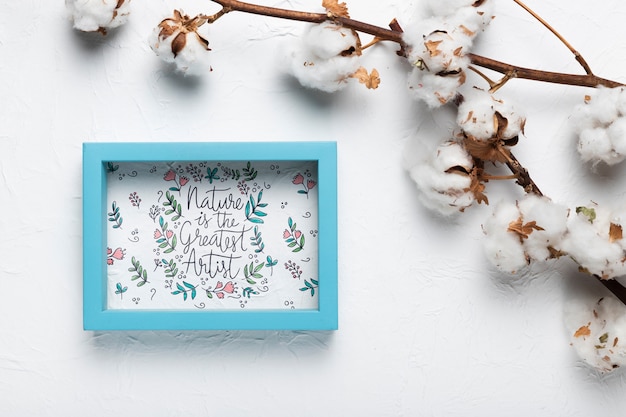 frame with nature quote on plain background