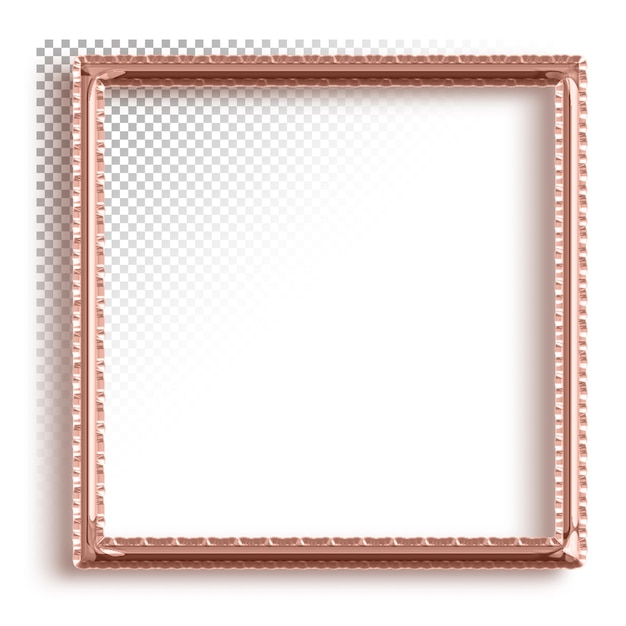 A frame with a transparent background and in pink metallic gold