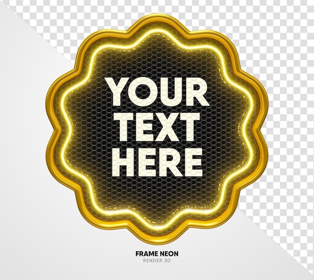 frame yellow with grid and neon texture in realistic 3d render with transparent background